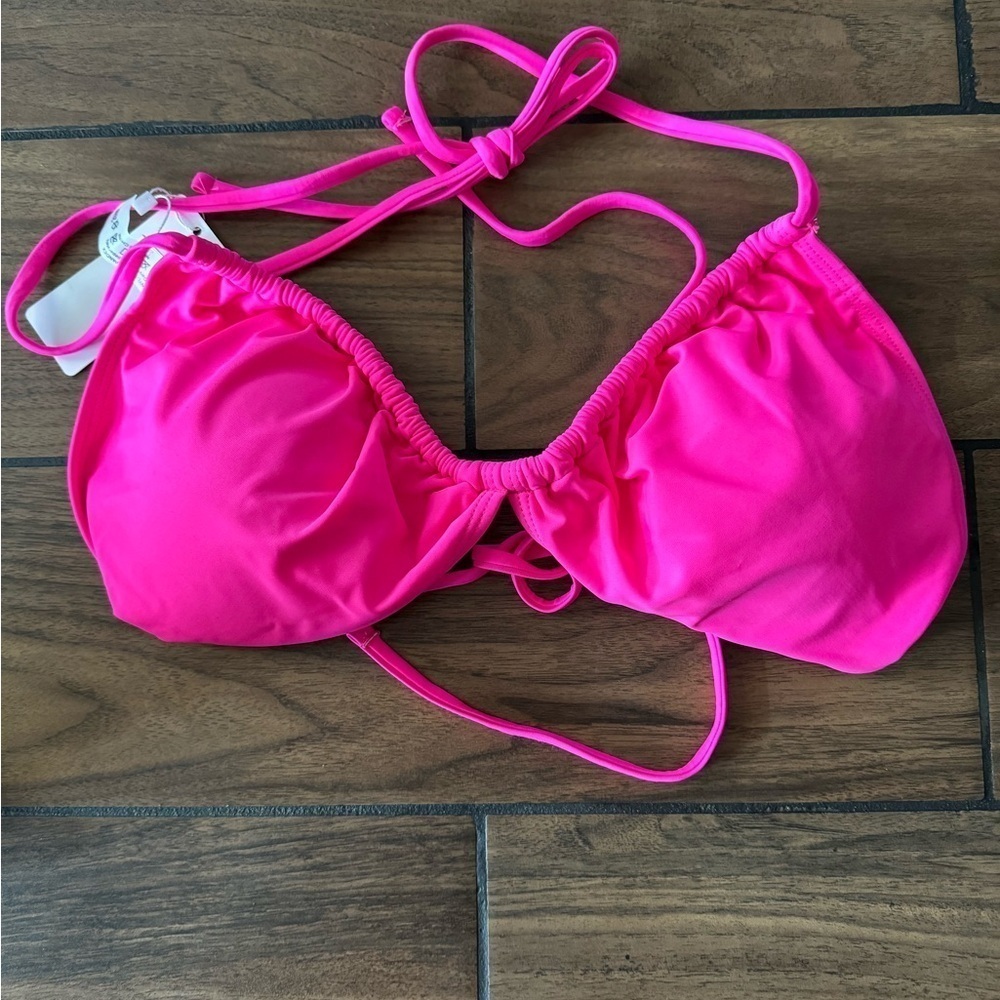 HOLIPICK  Bikini Halter Top with back Tie hot pink size 20W - Picture 3 of 7